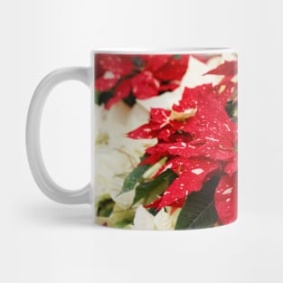 Festive Red & Cream Shimmer Surprise & Yellow Snow Poinsettias Mug